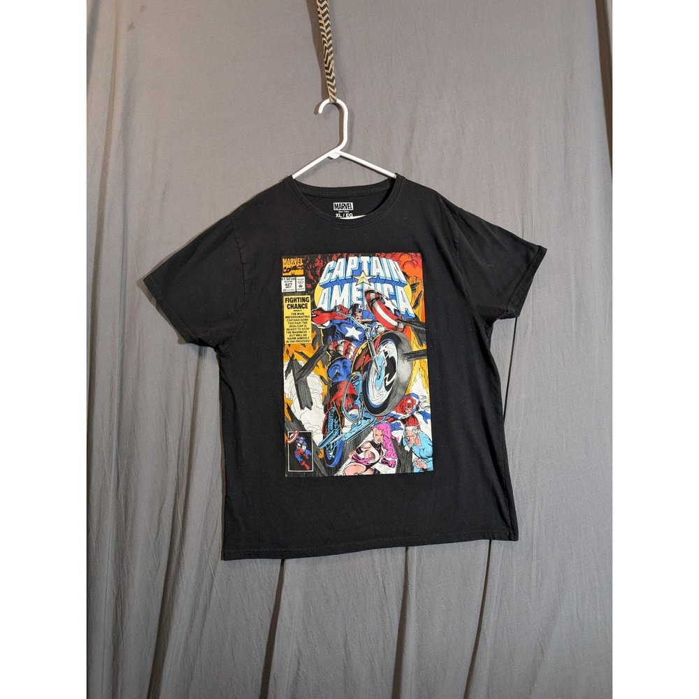 Marvel Captain America Wheels Up! Marvel Comic Cover T-Shirt Black Size XL